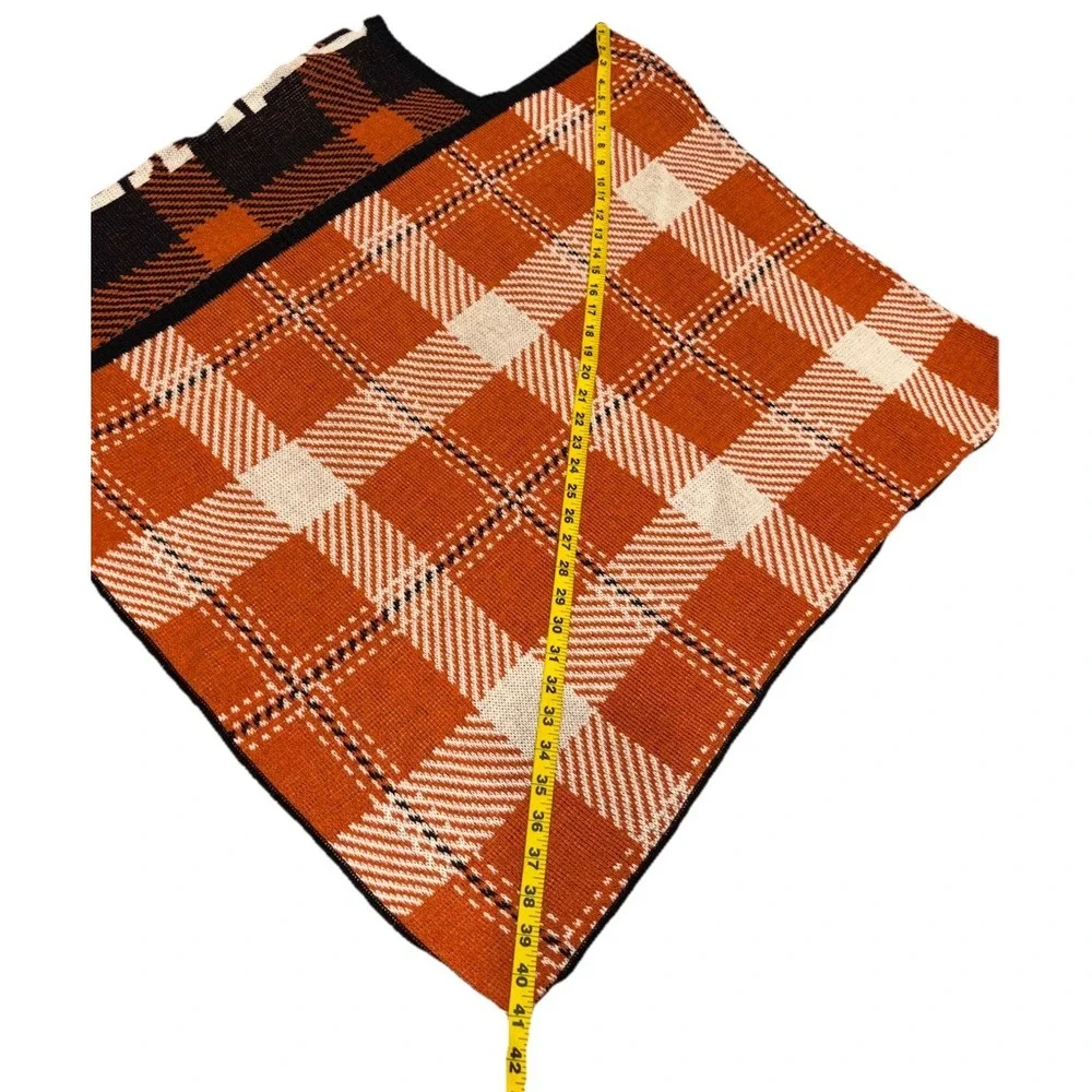 NEW Green 3 Plaid OSU Beavers Poncho One‎ Size Orange Balck USA Recycled Cotton - Picture 6 of 11
